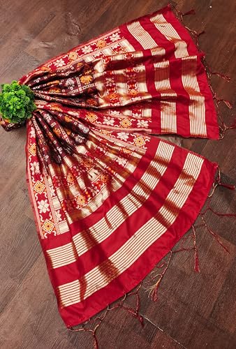 Image of TRENDMALLS Women's Jacquard Silk Ethnic Patola Floral Design Dupatta Ethnic Motif Pattern