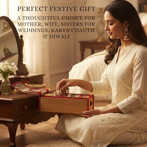 Image of Single R Rod Bangle Box Organizer for Women | Hard Board Chudi Storage Box with Removable Rods & Transparent Top Window | Jewellery Organizer | Maroon | Set of 14