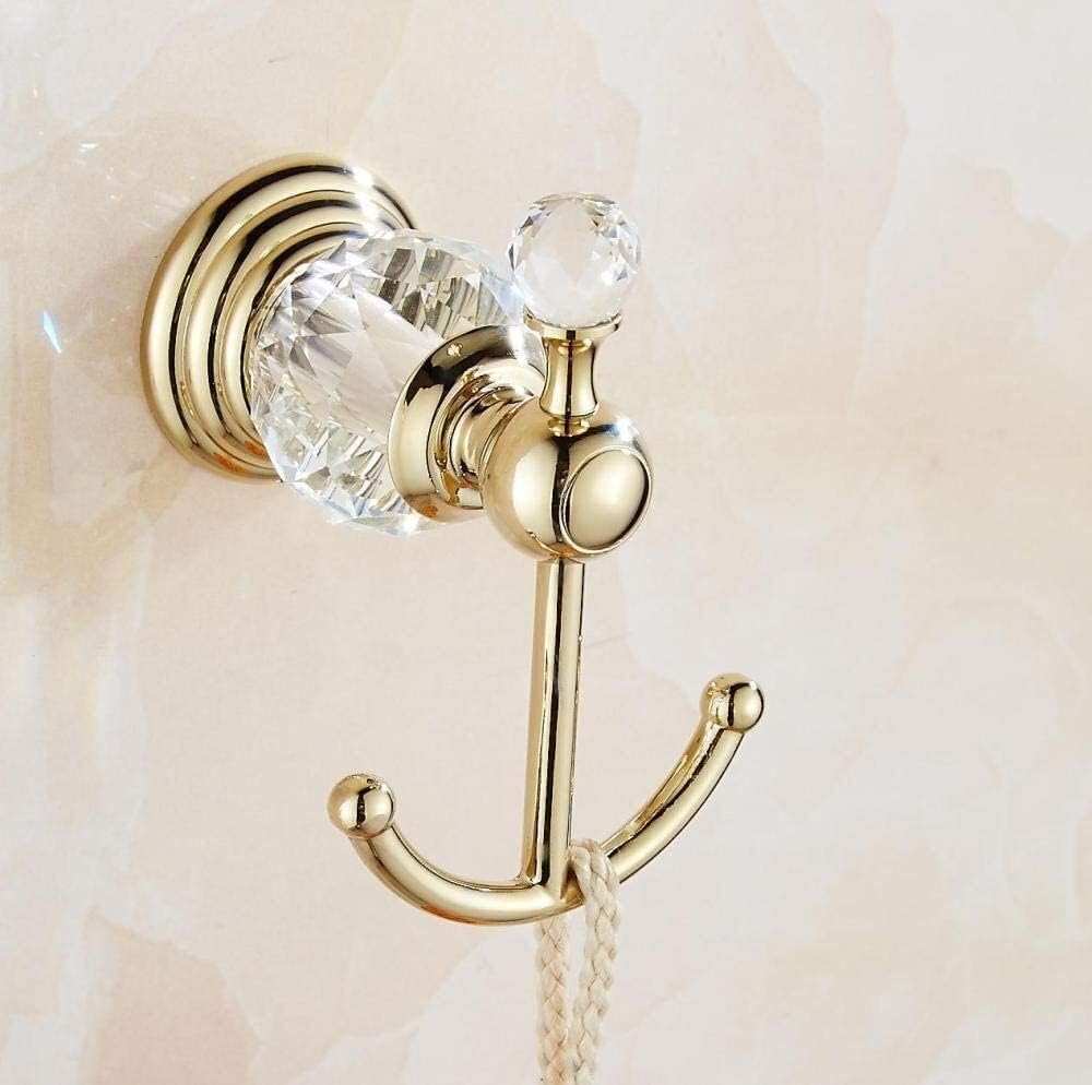 YATUOPNG Self Adhesive Hooks-Single Coat Hooks for Doors Single for Antique Crystal Robe Polished Towel Brass Hook Clothes Hanger(Gold)