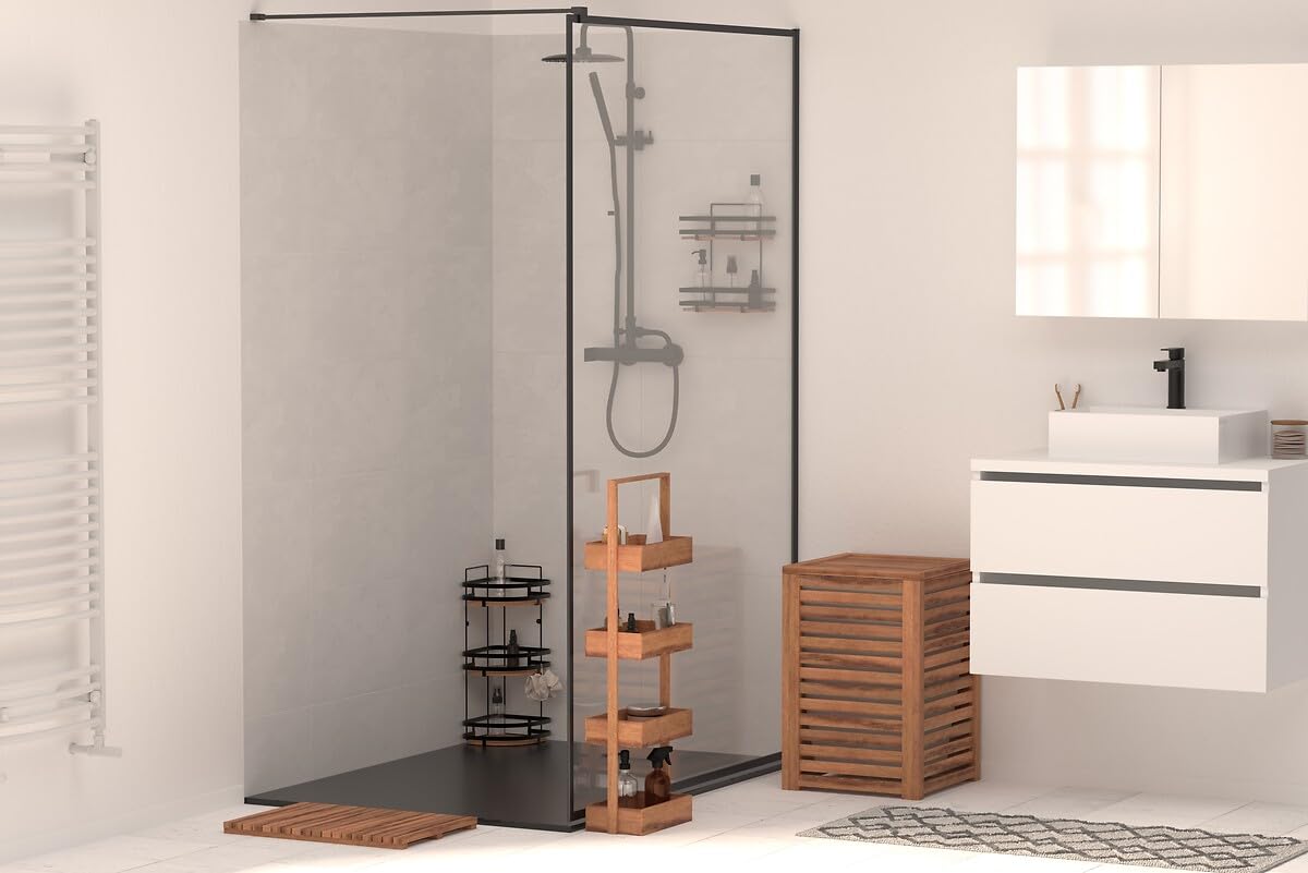 Tapis de Bain Caillebotis en Acacia 56x36cm Antidérapant Résistant à l'Humidité