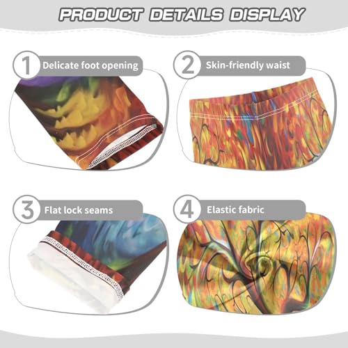 Bolaz Toddler Girls Leggings Printed Yoga Pants Leggings Blue Orange Tree for Kids3