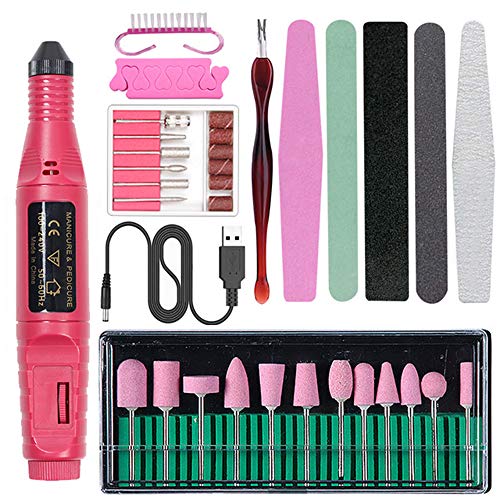 Electric Nail Drill Machine Kit, STLDM Portable Nail Drill for Acrylic Nails Gel Nail Glazing Nail Drill Nail Art Polisher Sets Glazing Nail Drill Fast Manicure Pedicure for Women