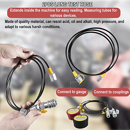 Image of 70M Hydraulic Pressure Test Checker Kit, w / 10000PSI /70MPa Digital Pressure Gauges, 11 Couplings, 2 Test Hoses, Hydraulic Tester Coupling Kit for Excavator Construction Machinery Hydraulic Systems