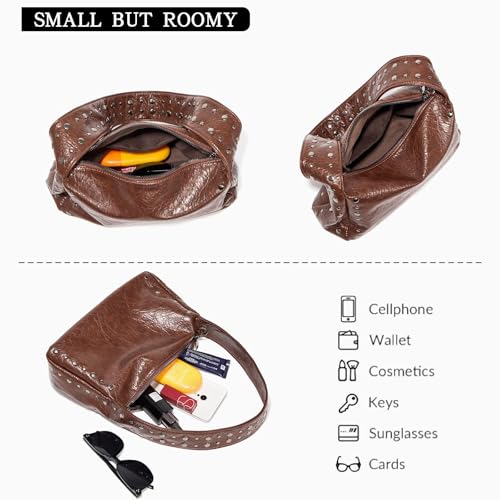 Image of Studded Purses For Women Y2k Shoulder Bag Small Vegan Leather Handbag