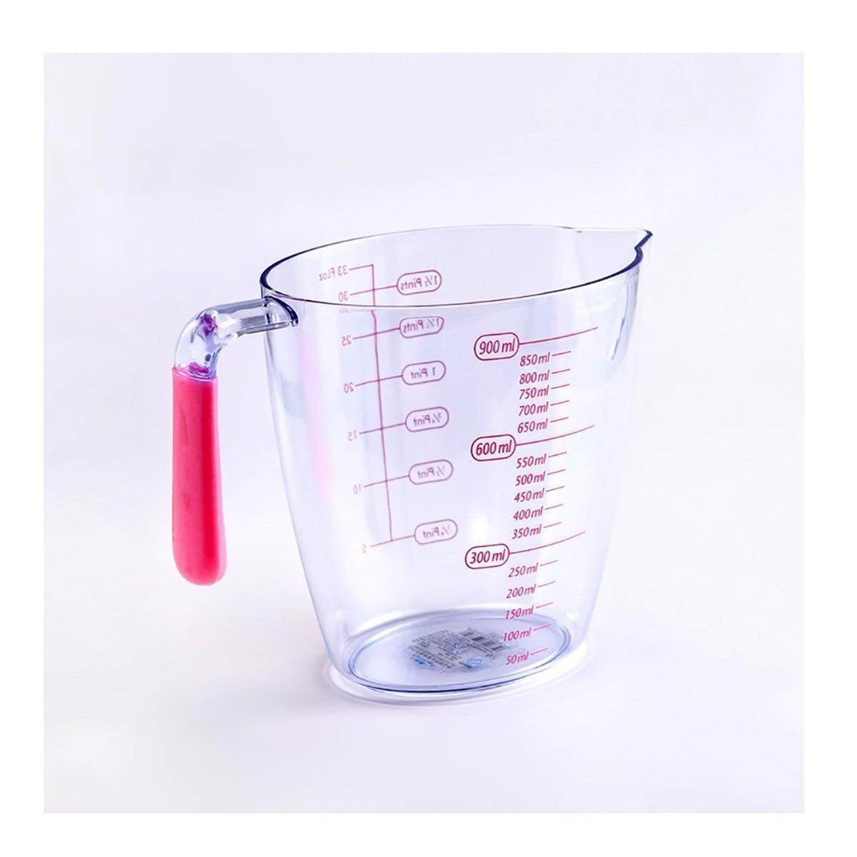 Sticker Mural Tasse à Mesurer-TOOL, Cuisson Ménage Tasse à Mesurer en Plastique, Outils de Cuisson Silicone Poignée Antidérapante Tasse à Mesurer Transparente Tasse à Échelle 200ML, 400ML, 900ML (Tai