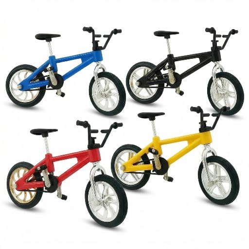 Copbopwn 4Pcs Mini Finger Bike Miniature Finger BMX Models Realistic Finger Mountain Bike for Finger Training Desk Display Skill Play Party Favours Collector BMX Gift for Kids Adults Stress Relief