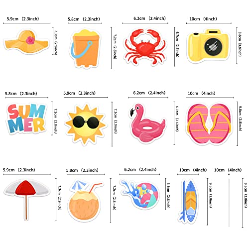 Ercadio 24 Pack Summer Beach Hawaii Cupcake Toppers Sun Umbrella Ball Diving Goggles Water Gun Slippers Cupcake Picks Baby Shower Hawaii Pool Theme Birthday Party Cake Decorations #TOP1