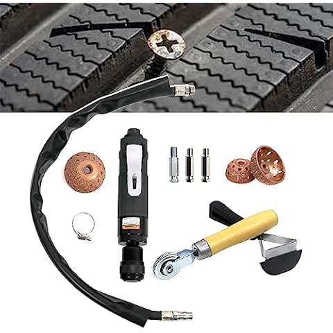 Sporacingrts Tire Repair Set includes 2500rpm Low Speed Air Tire Buffer Tire Patch Roller Tire Inner Liner Scrapper 3Pcs Tungsten Steel Buffing Wheel 42mm 55mm Cover