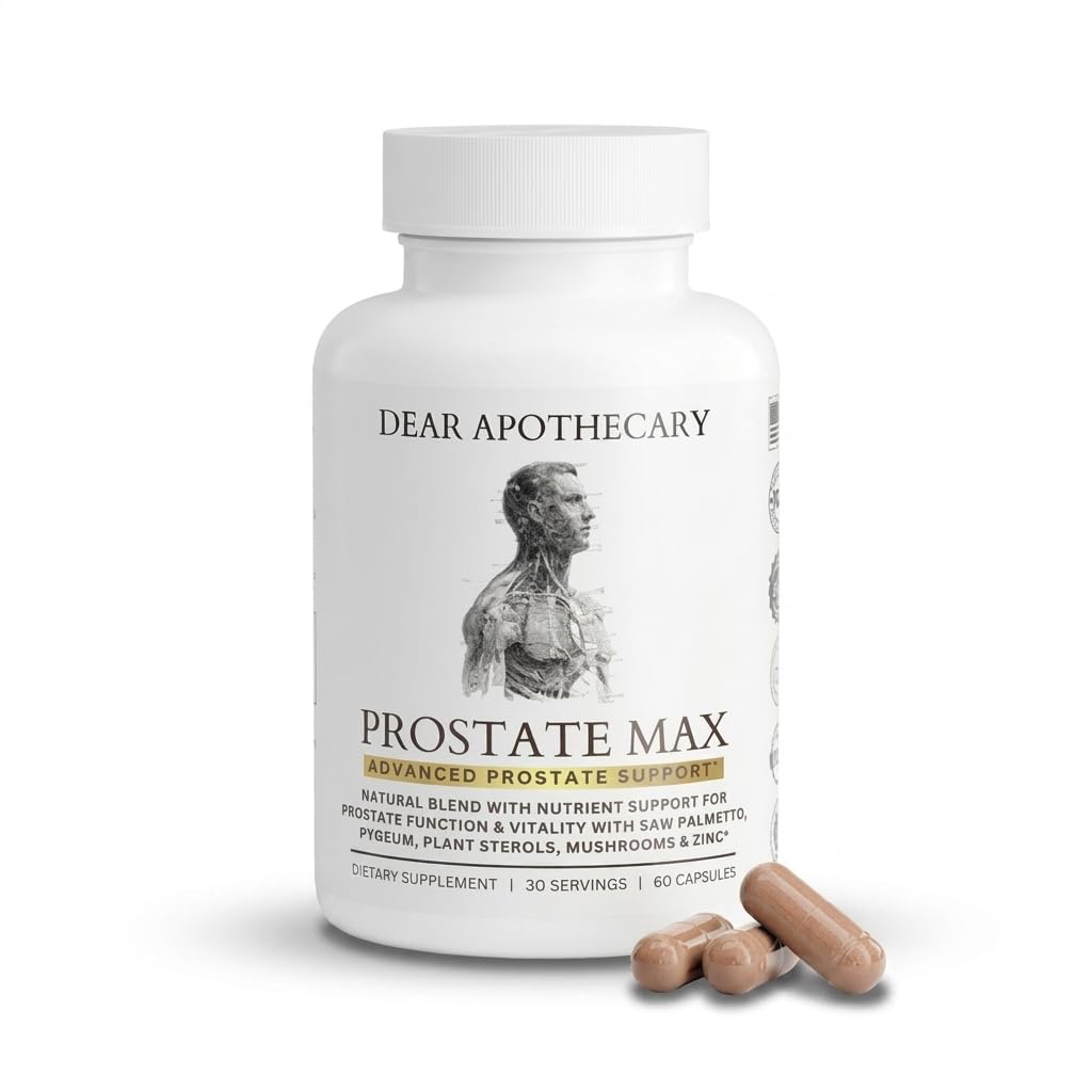 Prostate Max Support Supplement - Saw Palmetto 200mg, Pygeum 100mg, Zinc, Selenium - Urinary Health & Flow - Vegan, Non-GMO, Gluten Free - 60 Capsules