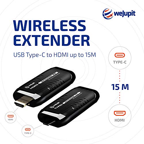 Wireless USB C to HDMI Adapter Extender, WeJupit USB Type-C Powered Transmitter