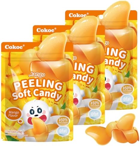COKOC Peelable Gummies Mango Candy,Peeling Gummy Candy,Individual Packaging 2.64oz Each(Total 225g) Peelable Fruit Candy,Individually Wrapped