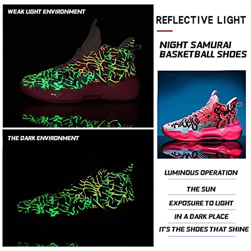 Tênis de basquete fluorescente neutro, sapatos masculinos femininos, tênis super leves, cano alto, e