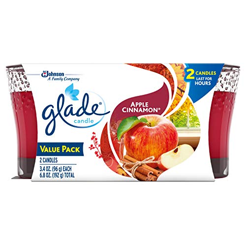 Glade Jar Candle Air Freshener, Apple Cinnamon, 2 Candles, 6.8 oz (Packaging May Vary)