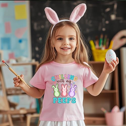 Toddler Girls Easter Shirts Cute Bunny Tshirts Happy Easter Tees Cotton Short Sleeve Tops 2-10 Years4
