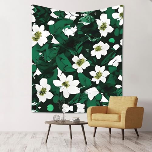 Tapisserie murale tissu léger vert motif végétal drapé décoratif SHuWeiD Hunter
