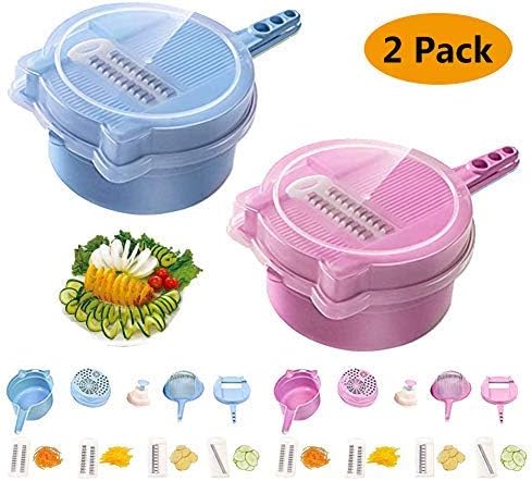 Vegetable Chopper Cutter Spiralizer, 9 in 1 Multi-function Easy Food Chopper Slicer Dicer Tool Professional Manual Mandoline Cheese Onion Chopper