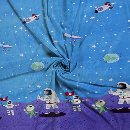 Image of Elastic Fitted Bedsheet with 2 Pillow Covers | 200TC Cotton Printed Bedsheet for Kids | Combo Bedsheet with One Double Bed Bedsheet and One Single Bed Bedsheet, Pack of 2 (Blue)