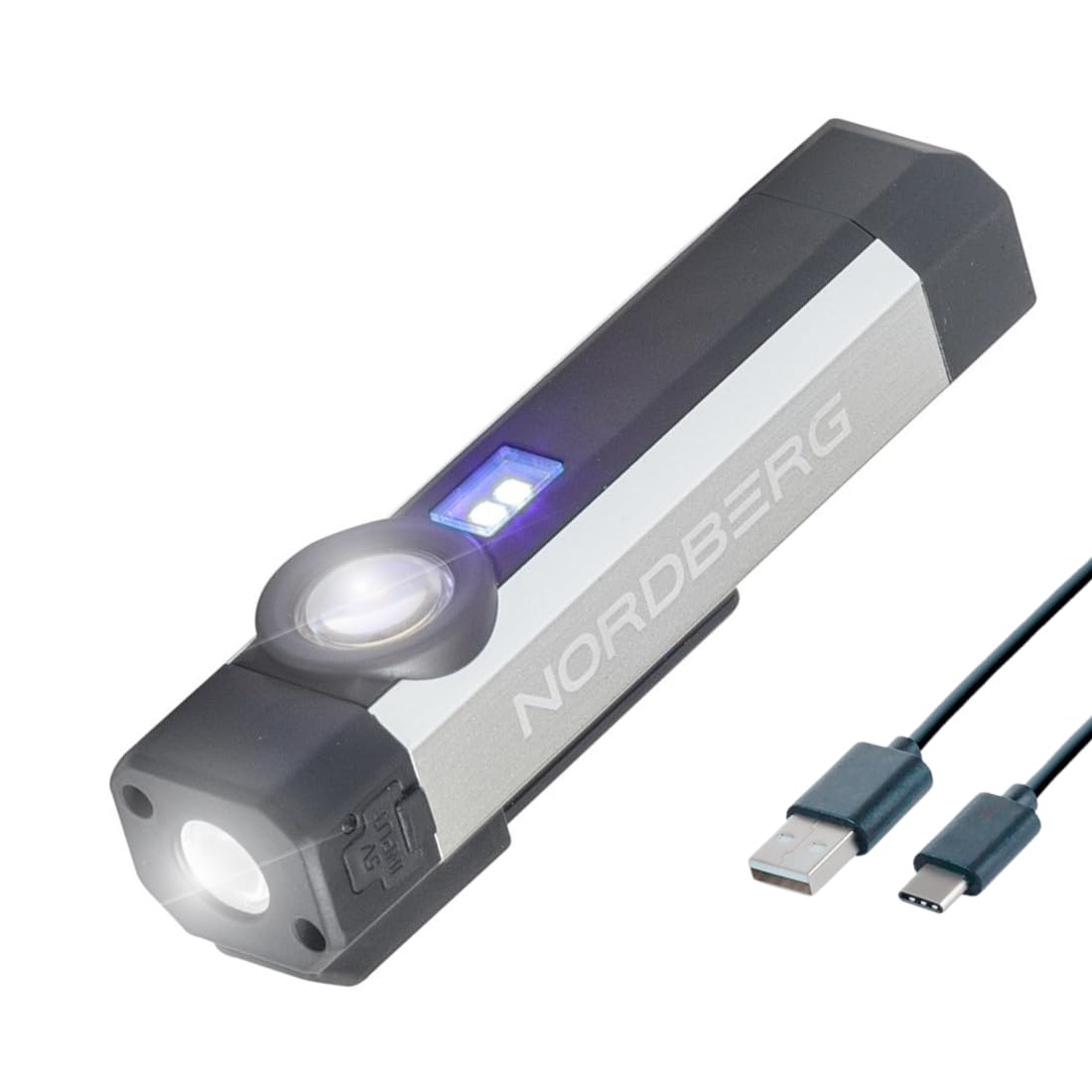 NORDBERG LED Work Light 1901, Flashlight, UV light, 2 LED + 1 UV, Rechargeable, Cordless Portable Magnetic, 2200mAh Inspection Light for Car Repair, Home, Garage, Emergency