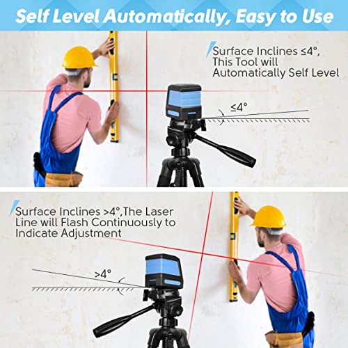 Self Leveling Laser Level - 50Ft Cross Line Laser Level Laser Line Leveler Beam Tool For Construction Picture Hanging Wall Writing Painting Home Renovation Floor Tile With Horizontal And Vertical Line #TOP4