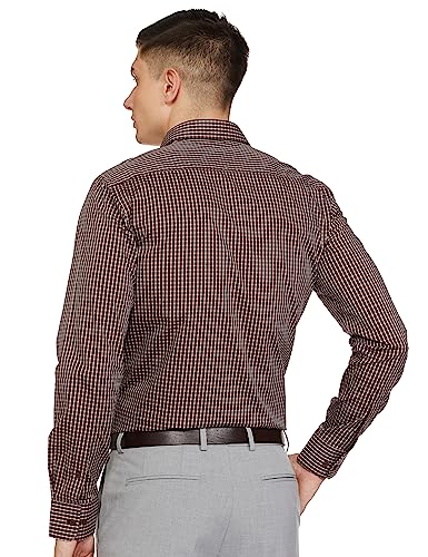 Image of Park Avenue Men's Pure Cotton Checks Pattern Slim Fit Semi Cutaway Collar Full Sleeve Formal Shirt