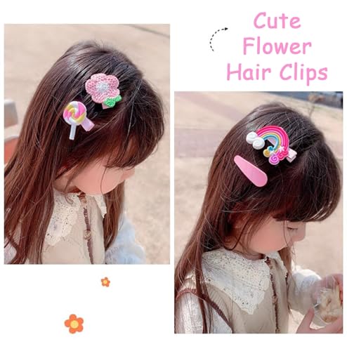 56 piezas de pinzas para el cabello con diseños de flores, frutas y animales, clips bonitos para niñas pequeñas, accesorios decorativos para el cabello miniatura 4