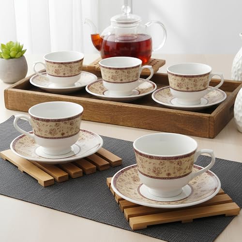 Image of U.P.C. Toughened Glass Cup with Saucer Set of 12 Pcs (S-Cup White20)