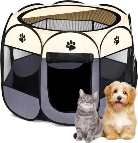 Opiniones de Tela Gris Oxford los mejores 5. 44 Parque para Mascotas,Corral Portátil para Mascotas Pequeñas y Medianas,Impermeable de Tela Oxford,Jaula Transportadora para Perro Mediano para Gatos,Conejos y Animales Pequeños...