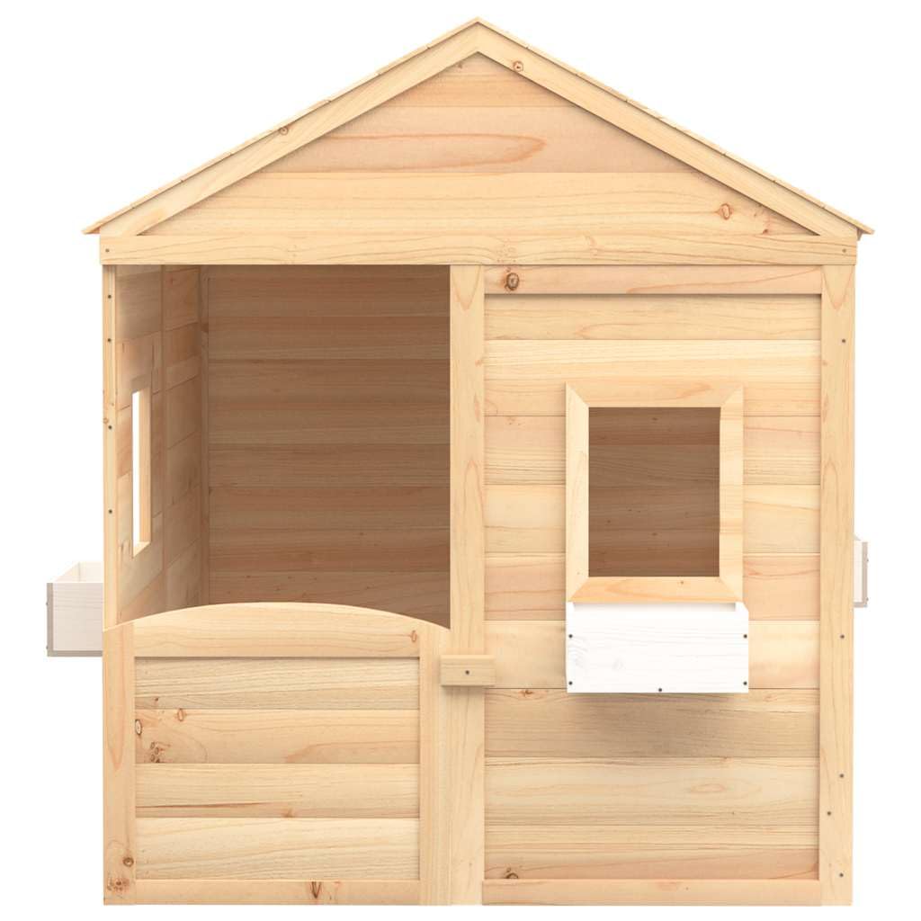 vidaXL Casa de Juegos, Casita de Juguetes con Puerta con Cierre y Macetas, Equipamiento para Niños, Parque Infantil de Exterior, Madera de Abeto