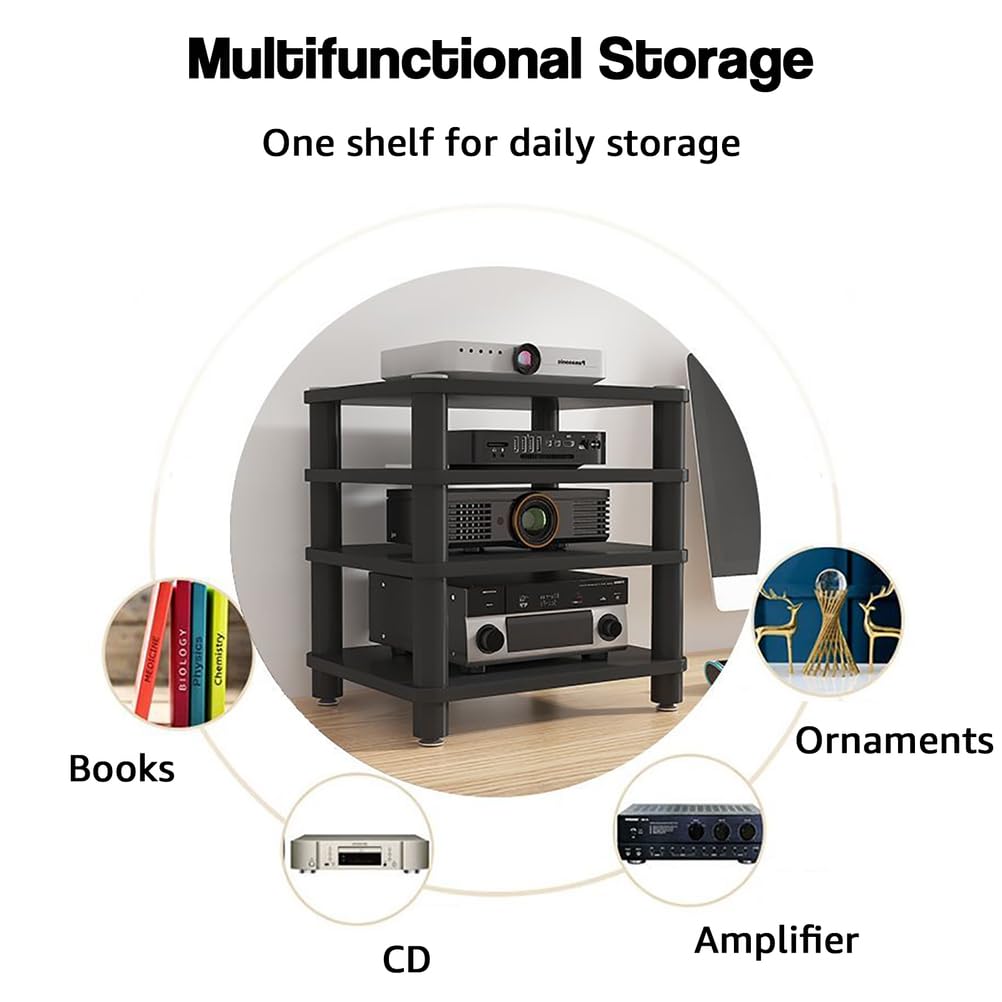 Supporto AV multimediale da scrivania, per video e audio, con ripiano in legno, armadio stereo aperto, armadio componente, mobiletto per componenti ad angolo, mobile portatile per scrivania per