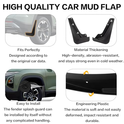 Image of PSLER Fit for Equinox ACTIV /LT /RS 2024 2025 Mud Flaps Set of 4PCS Mud Guard Kit Splash Guards Mudguards Mudflaps with Hardware Kits Front and Rear for Equinox Accessories（Not for EV Model）