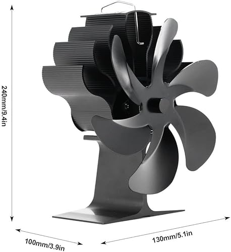 Miniatura 9 de Clxdq-718 Ventilador de estufa de leña de 6 aspas con termómetro ventilador de chimenea para estufa de leña ventilador de estufa alimentado por