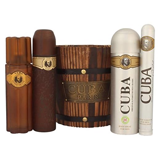 Cuba Set de Regalo de 5 Piezas: Colonia, Desodorante (200 ml), After Shave (100 ml), (35 ml), Cubo de Madera