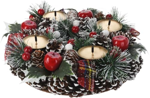 Bambelaa! Künstlicher Adventskranz mit 4 Kerzenhaltern in Gold...