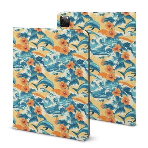 Coque iPad Pro 11 dauphin hawaïen avec support et porte-crayon pour modèles 2018 à 2022