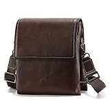 Bolsa Mensageiro em Couro de Vaca para Homens Bolsa de Ombro Transversal para Homens Aba Sobre Bolsa de Homem com Alça Ajustável (A)