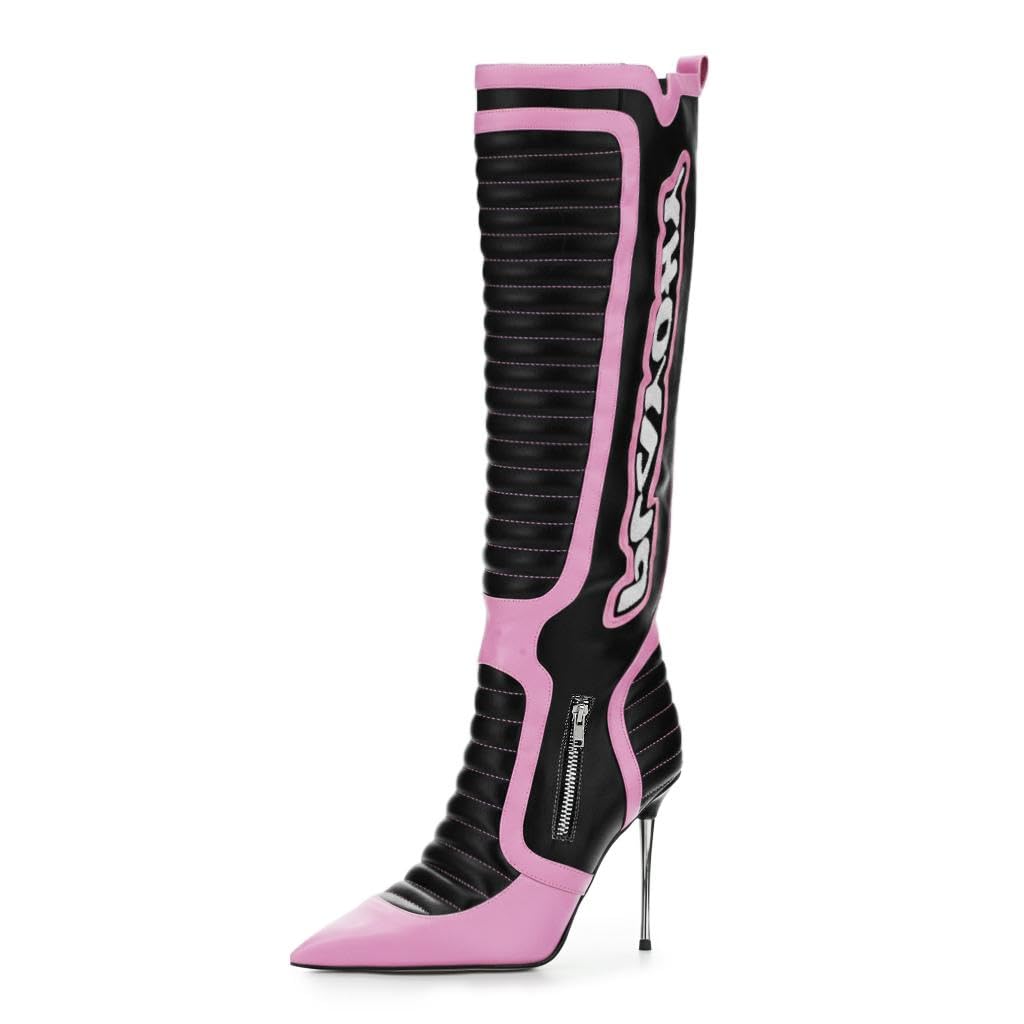 Huntarry Stylish Knee-High Stiletto Boots for Women with 10cm Heel and Zipper Closure - Perfect for Parties and