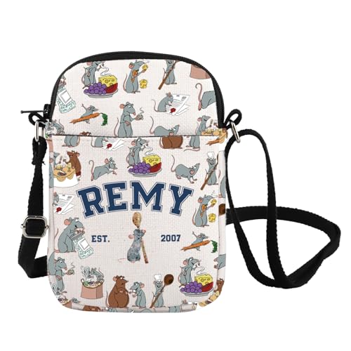 Sac à bandoulière Remy imprimé avec citation inspire sacoche en toile souris
