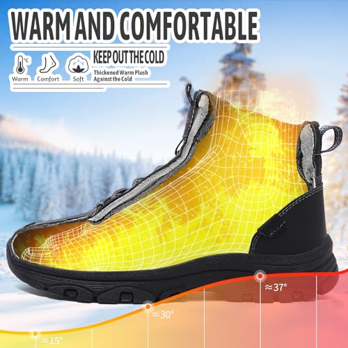 Men's Snow Boots Lightweight Waterproof Winter Boots Warm Fur Lined Shoes Casual Anti-slip Cold Weather Shoes 5