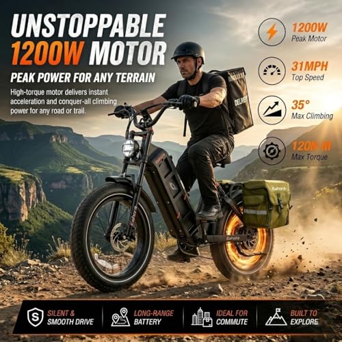 Image of 2026 Eahora 5400W Juliet Pro 2 Electric Bike for Adults 43MPH Dual Motor 70Ah Ebike 200Miles Long Range Electric Bicycle, 20'' Fat Tire Full Suspension Electric Mountain Bike for Commuting /Delivery