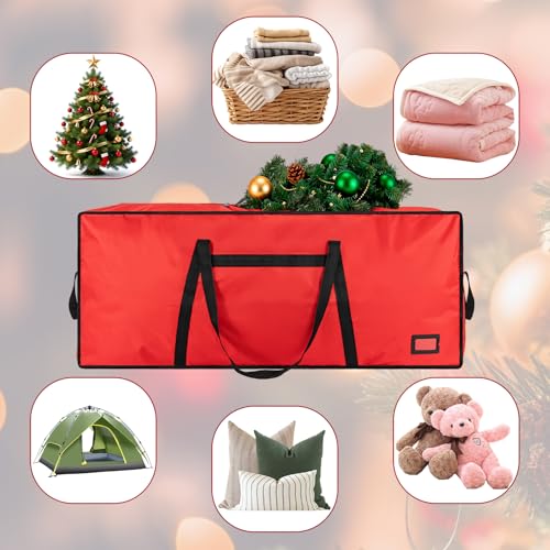 Image of 3FT /4FT /4.5 FT Christmas Tree Storage Bag, Heavy Duty Christmas Tree Bag with Reinforced Handles and Dual Zippers Wide Opening, Large Capacity fits for Artificial Christmas Tree, Red
