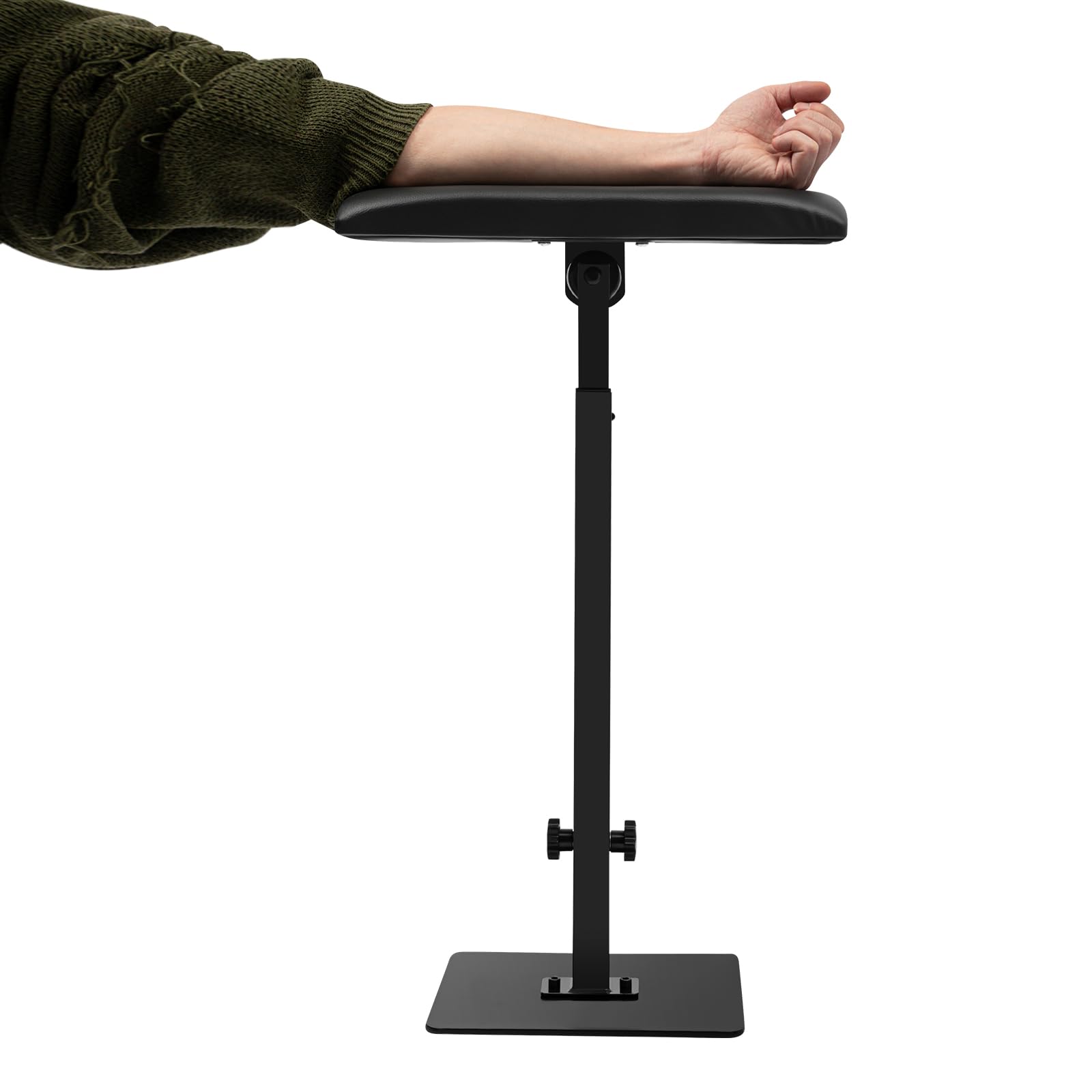 Bracciolo per tatuaggi, portatile, in lega di alluminio, con pannello in poliuretano girevole a 360°, altezza regolabile da 56 a 88 cm, supporto per braccioli e gambe, accessorio per tatuaggi