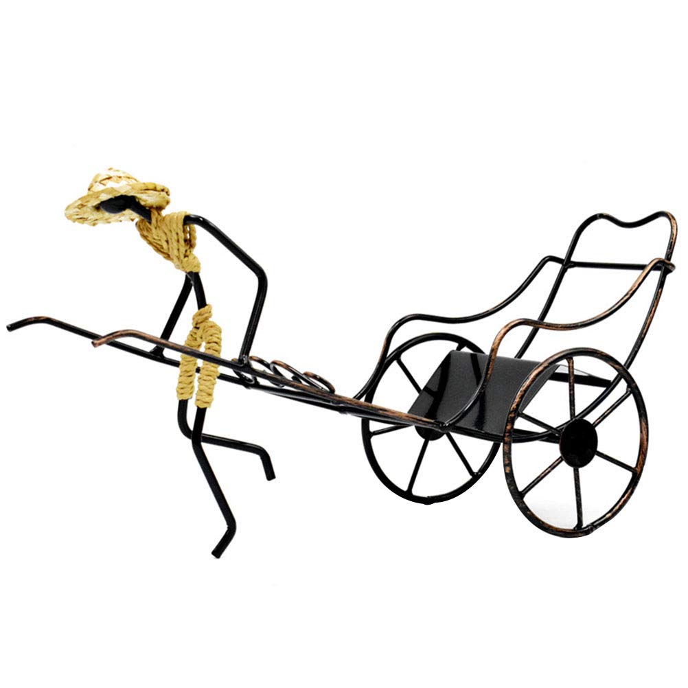 Casier à vin tricycle en fer forgé rétro pour bouteille standard