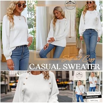 AOVDE Women's Oversized Ribbed Knit Sweater - Long Sleeve Crewneck Pullover For Fall Winter 2025