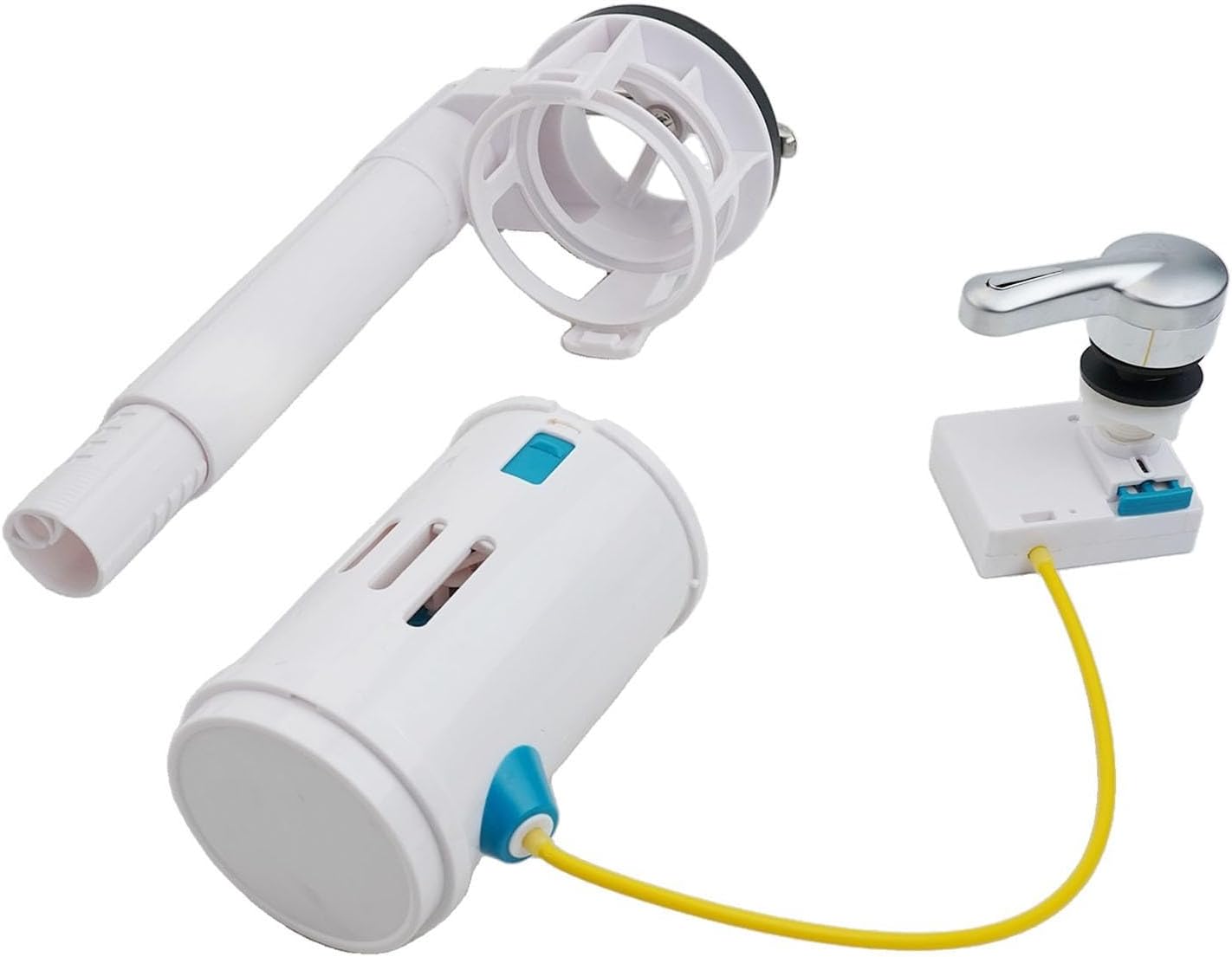 2-Inch Dual Flush Toilet Valve Kit with Overflow Lever, Water Saving Cistern Repair Part foe 2-Piece Top Push Button Tanks, Quick Install Plastic Replacement in White