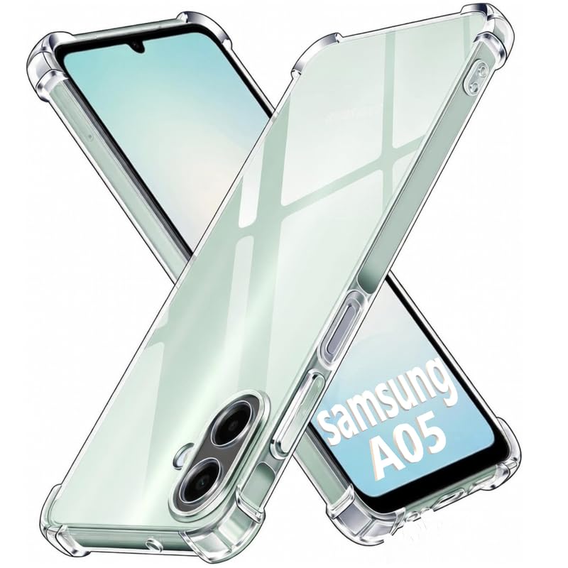 Image of Lustree Back Cover Transparent Case Compatible with Samsung Galaxy A05 | Clear + TPU Case with 4 Corner Air Cushion Protection & Camera Protection | Slim& Stylus Cover