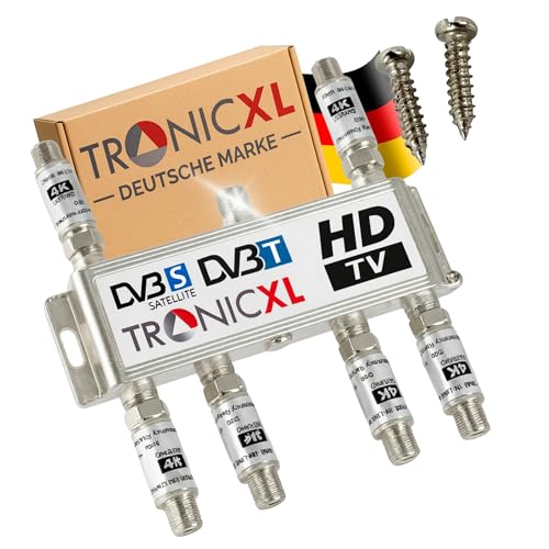 TronicXL Répartiteur satellite 6 voies 120 dB I Répartiteur d'antenne souple DVB-S2 DVB-T2 souple avec amplificateur d'antenne pour amplificateur de signal HDTV 3D 4K pour une bonne réception