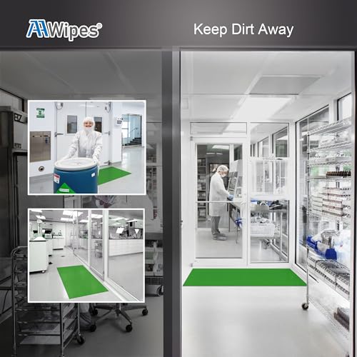 Image of AAwipes Sticky Mat Tacky Pads Adhesive 18 inch x 24 inch 5 Packs, 30 Sheets /Packs, 150 Sheets Total Green Cleanroom Floor Mats Remove Dirt for Laboratory Construction Hospital Shoes