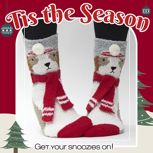 Image of Snoozies Fuzzy Funny Socks for Women, Christmas Sock 1 Pair, Cozy Winter Holiday