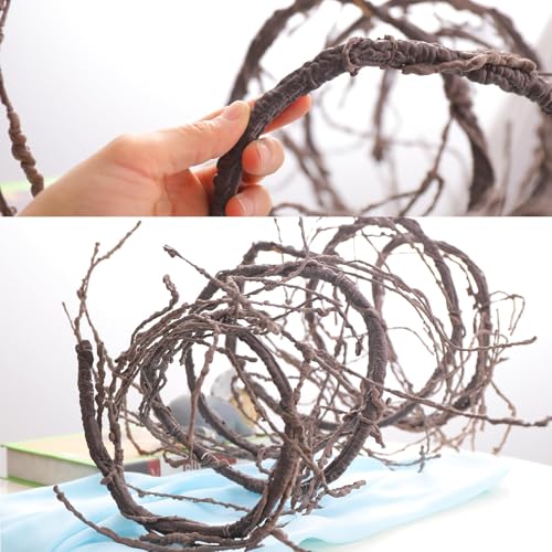 300cm/118inch Bendable Brown Small Artificial Tree Branches Fake Tree Trunk Garland Rattan Wreath...