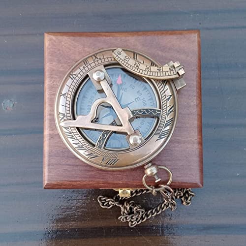 Brújula de Bolsillo Náutica Vintage de Latón Antigua con Caja de Regalo Orca INTERNATIONAL CO miniatura 7
